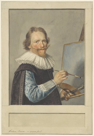 Ritratto di Frederik Hendricksz. Vroom al suo cavalletto da Frederik Hendricksz. Vroom