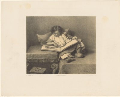 Bambino con libro illustrato da Frederik Hendrik Weissenbruch