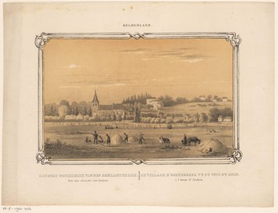 Vista di Oosterbeek con figure che raccolgono fieno da Frederik Lodewijk Huygens