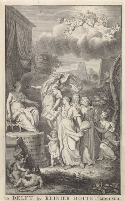 Minerva e le Arti davanti a una figura in trono da Frederik Ottens