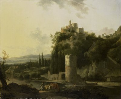 Paesaggio italiano con torre rotonda da Frederik de Moucheron