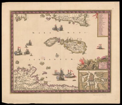 Insula Malta accuratißime Delineata Urbibus et Fortalitiis expressa da Frederik de Wit