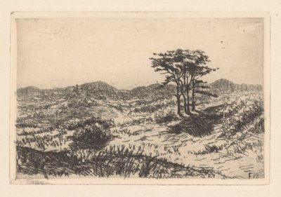 Paesaggio collinare con tre pini da Frederik van Eeden