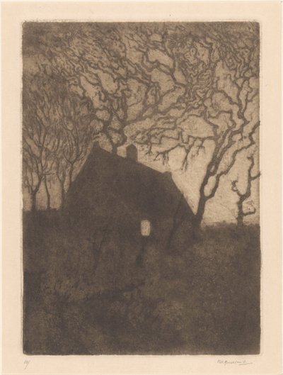Casa di sera da Frederika Henriëtte Broeksmit (signed by artist)