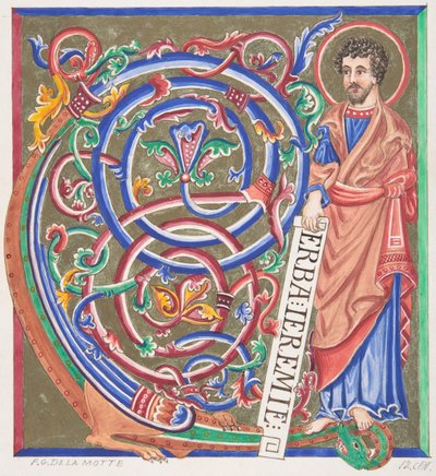 Iniziale Illuminata e Santo, 1830-62 da Freeman Gage Delamotte