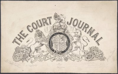 Progettazione della pagina del titolo per The Court Journal, 1830-62 da Freeman Gage Delamotte