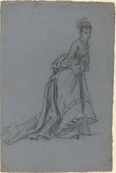Giovane donna alla moda che avanza da French 19th Century