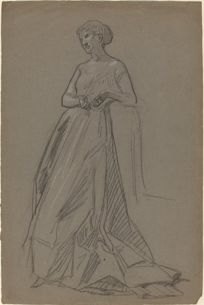 Donna in piedi appoggiata al gomito da French 19th Century