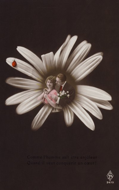 Una giovane coppia al centro di un fiore con una coccinella da French Photographer