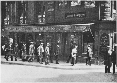 Café du Croissant dove Jean Jaurès è stato assassinato, angolo rue du Croissant rue Montmartre da French Photographer
