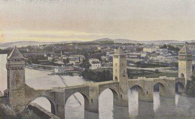Cahors, Ponte Valentré e vista della riva sinistra del Lot da French Photographer