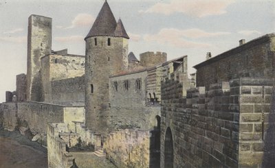 Carcassonne Cité, Vista ovest Sentiero delle mura, Torre della Giustizia (prima del restauro) da French Photographer