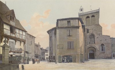 Courpière, chiesa, facciata ovest, e piazza da French Photographer
