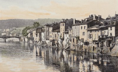 Épinal, Vecchie case del quai Rualménil, sulla riva della Mosella da French Photographer