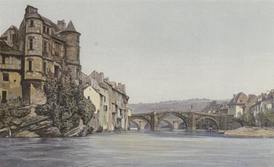 Espalion, Antico Palazzo di Giustizia e vecchio Ponte sul Lot da French Photographer