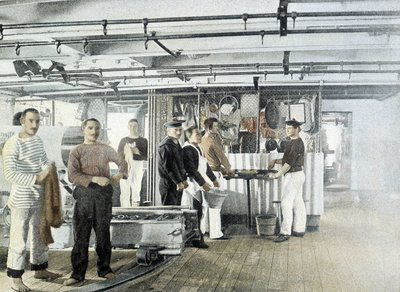 Marina francese, fine XIX secolo: La cucina degli ufficiali - Bibl. des Arts deco. da French Photographer