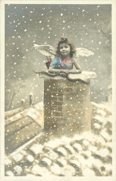 Angelo ragazza che emerge da un camino nella neve da French Photographer