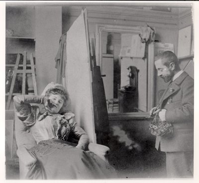 Henri de Toulouse-Lautrec nel suo studio con Misia Natanson da French Photographer