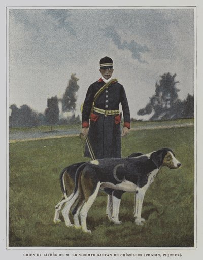 Cane e cacciatore in livrea della caccia del Visconte Gaetan de Chezelles, Francia da French Photographer