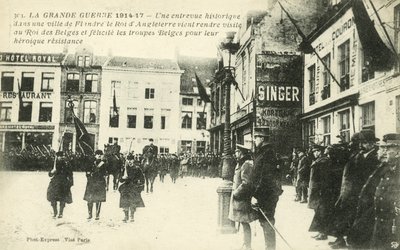 Re Giorgio V e Re Alberto I che visitano un villaggio nelle Fiandre da French Photographer