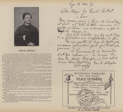 Charles Amouroux, fac-simile di un lasciapassare per la caduta della Colonna Vendôme da French Photographer
