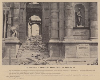 La Comune di Parigi, Le Tuileries, Ingresso degli Appartamenti di Napoleone III da French Photographer