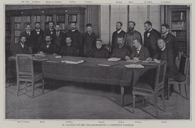 Louis Pasteur e i suoi collaboratori che lavorano su un vaccino per la difterite all