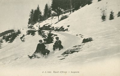 Slittinatori su una montagna da French Photographer
