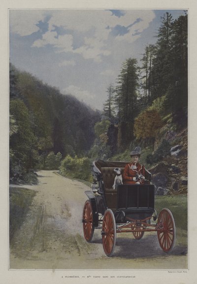 Mademoiselle Yahne nella sua auto Cleveland a Plombieres-les-Bains, Francia da French Photographer