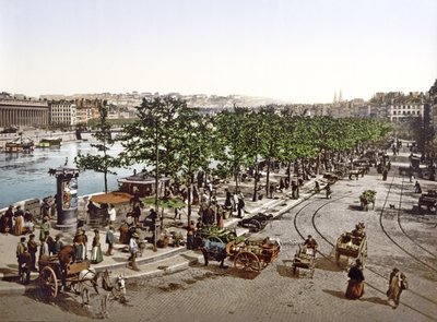Marché Saint Antoine, Quai des Célestins, Lione, c.1900 da French Photographer