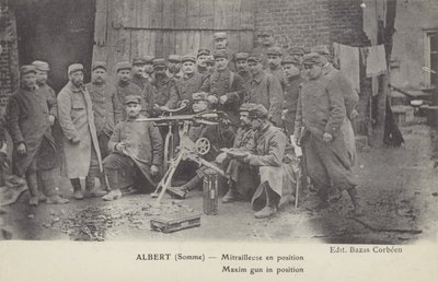 Mitragliatrice Maxim in posizione, Albert, Somme, Prima Guerra Mondiale da French Photographer
