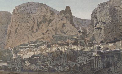 Moustiers-Sainte-Marie, Vista generale e Cappella di Nostra Signora di Beauvoir da French Photographer