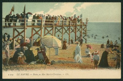 Cartolina raffigurante i Bagni Marie-Christine a Le Havre, c.1900 da French Photographer
