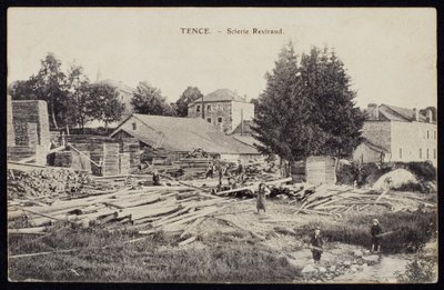 Cartolina raffigurante la segheria Reviraud a Tence, Haute-Loire, c.1900 da French Photographer