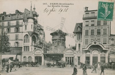 Cartolina del Moulin Rouge, Parigi, inviata nel 1913 da French Photographer