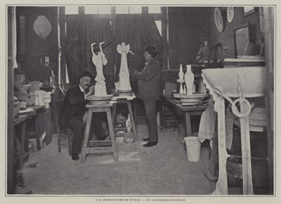 Laboratorio di scultura alla fabbrica di porcellana di Sèvres, Francia da French Photographer