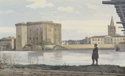 Tarascona, Castello, campanile della chiesa di Santa Marta e ponte sospeso sul Rodano da French Photographer