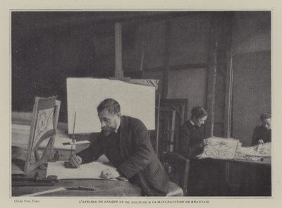 Laboratorio di tracciatura e cucitura alla Manifattura di Arazzi di Beauvais, Francia da French Photographer