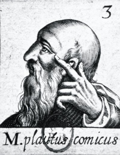 (in senso orario da sinistra) Ritratto di Orazio (65-8 a.C.); ritratto di Scipione Emiliano (Africano Minore) (185-129 a.C.); ritratto di Plauto (c.254-184 a.C.) (dettaglio) da French School