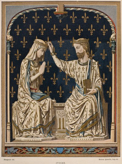 Incoronazione della Vergine del XIV secolo, avorio dal Louvre, illustrazione dal Dictionnaire de l