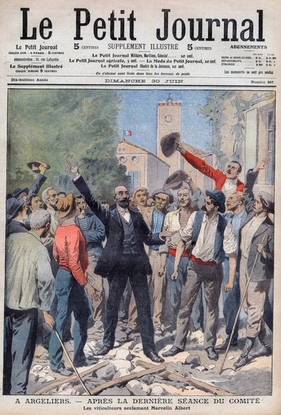 1907 - crisi del vino nel sud della Francia - prima pagina del giornale 