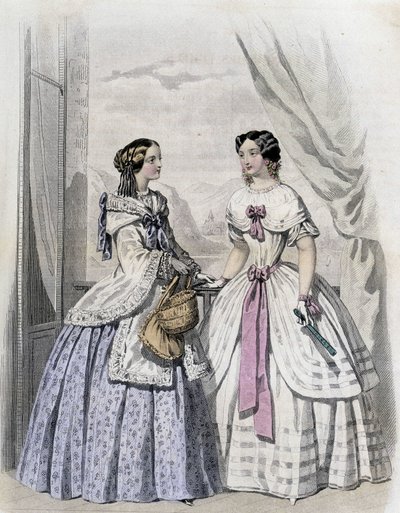 2 donne alla moda - in "Journal des Demoiselles" 1852 da French School
