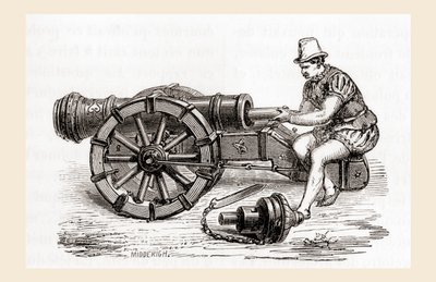 Un cannone tedesco a retrocarica del XVI secolo, da Les Merveilles de la Science, pubblicato c.1870 da French School