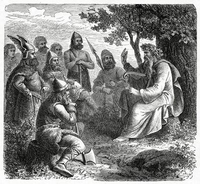 Un bardo che recita ai Normanni, c.1882 da French School
