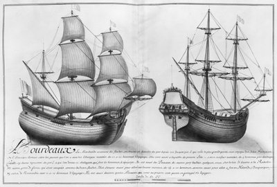 Una nave da negozio olandese e una pinassa, Bordeaux, illustrazione da 