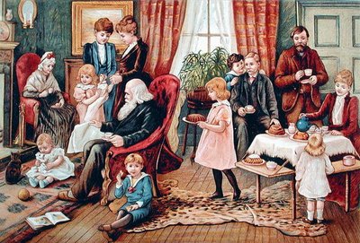 Una famiglia che prende il tè, c.1900 da French School