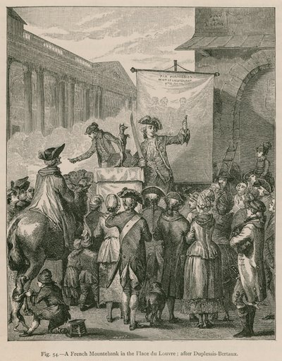 Un ciarlatano francese in Place du Louvre; dopo Duplessis-Bertaux da French School
