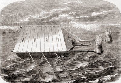 Una nave da fuoco greca, dopo un disegno in un manoscritto latino del XIII secolo, da 
