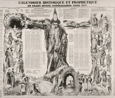 Calendario storico e profetico di Michel Nostradame (Nostradamus) (1503-66) 1847 da French School
