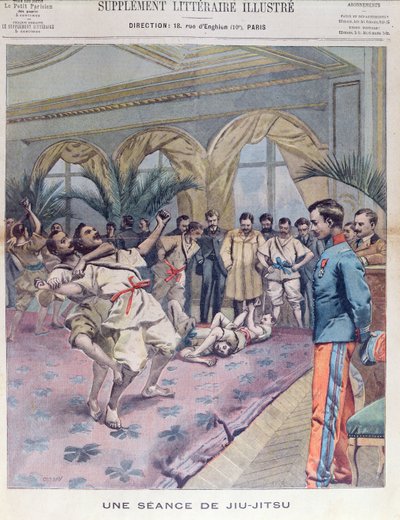 Una sessione di jiu-jitsu in Francia, illustrazione da Le Petit Parisien, 1905 da French School